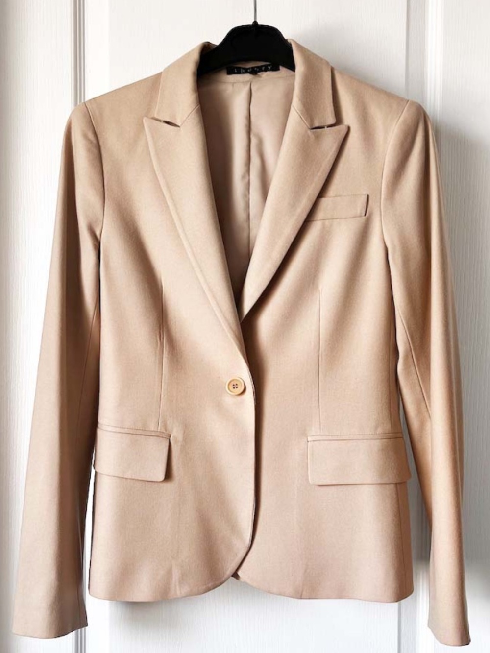 THEORY Tailored Flannel Camel Blazer
